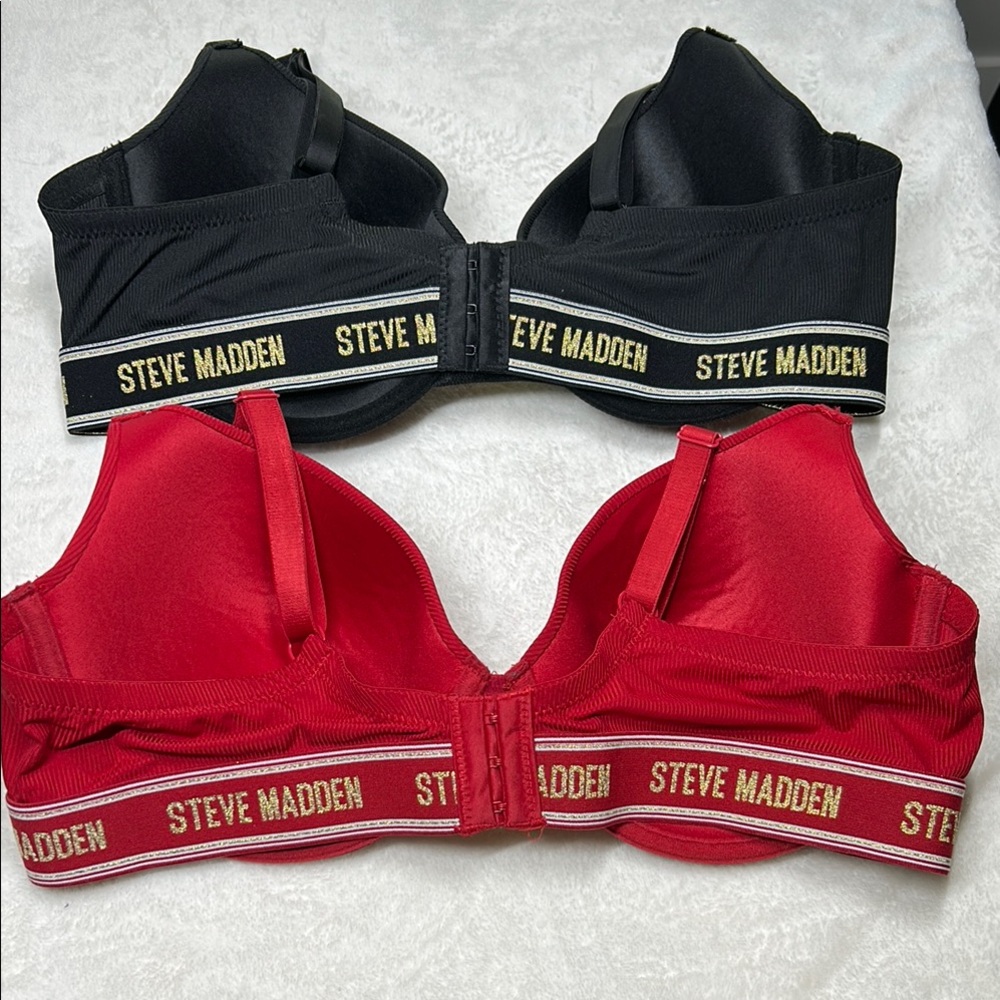 Steve Madden Bra Women's 40C Black/Red Signature Logo Underwire Bra *2 For 1* - Picture 3 of 12